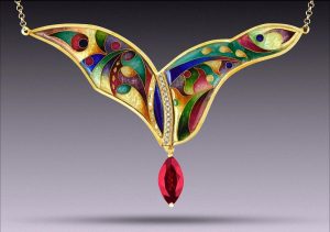 Photo of colorful cloisonne pendant by Yang