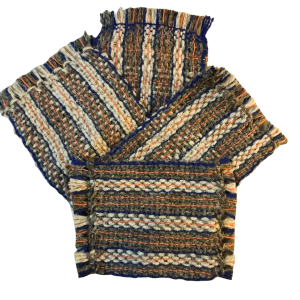 Photo of mug rugs from the Warp Weighted Loom class